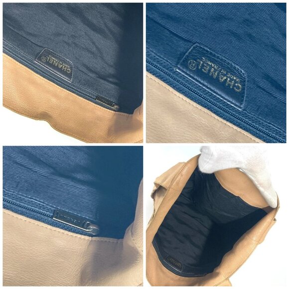 CHANEL vintage Chocolate bar Shoulder bag Tote Bag Shoulder Bag Leather Beige - Picture 15 of 15